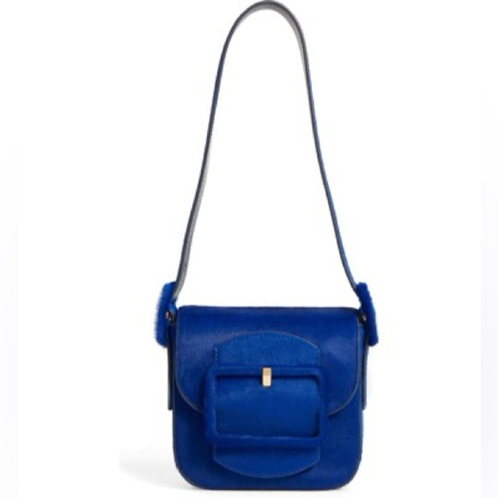 Tory Burch Blue Dahlia Mini Sawyer Genuine Calf Hair Shoulder Bag